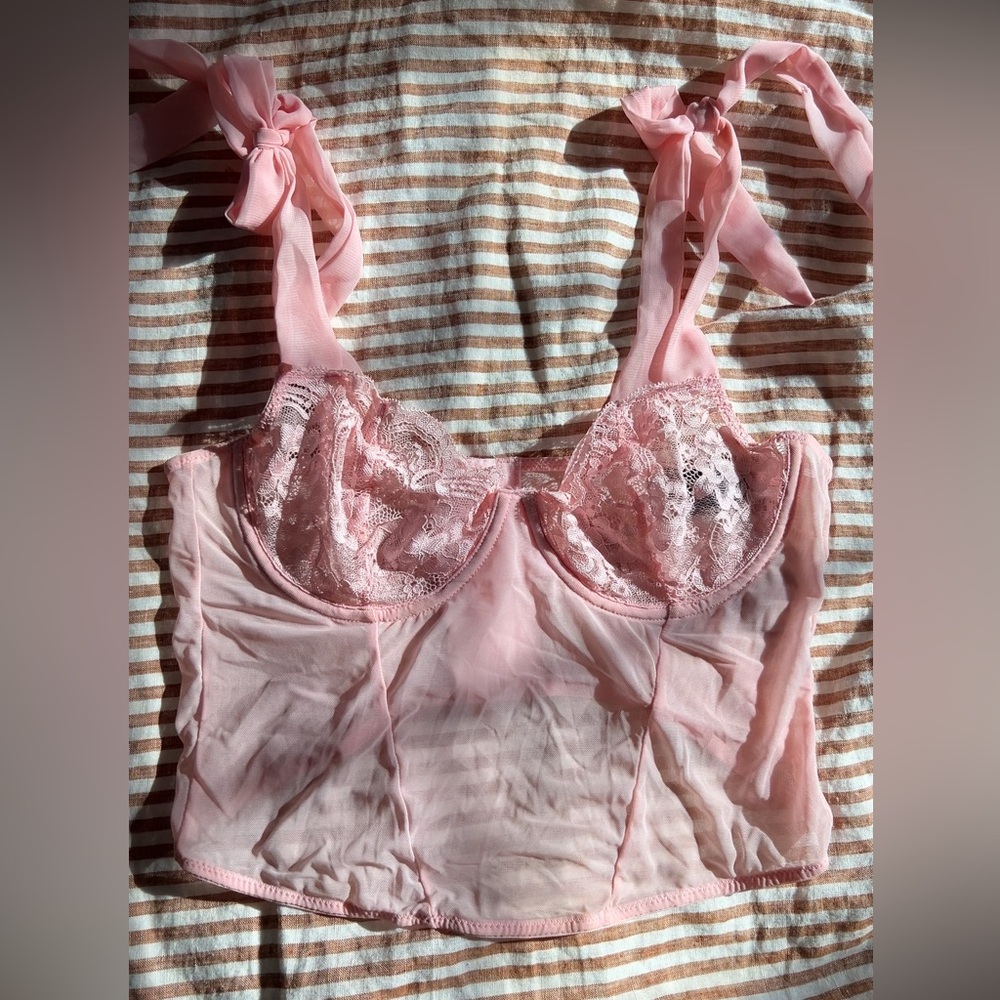 Pink lace corset top